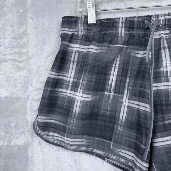 Nike Dri-FIT Plaid Running Shorts Women M Gray White Stretch Build In Tight Gym - Picture 4 of 9